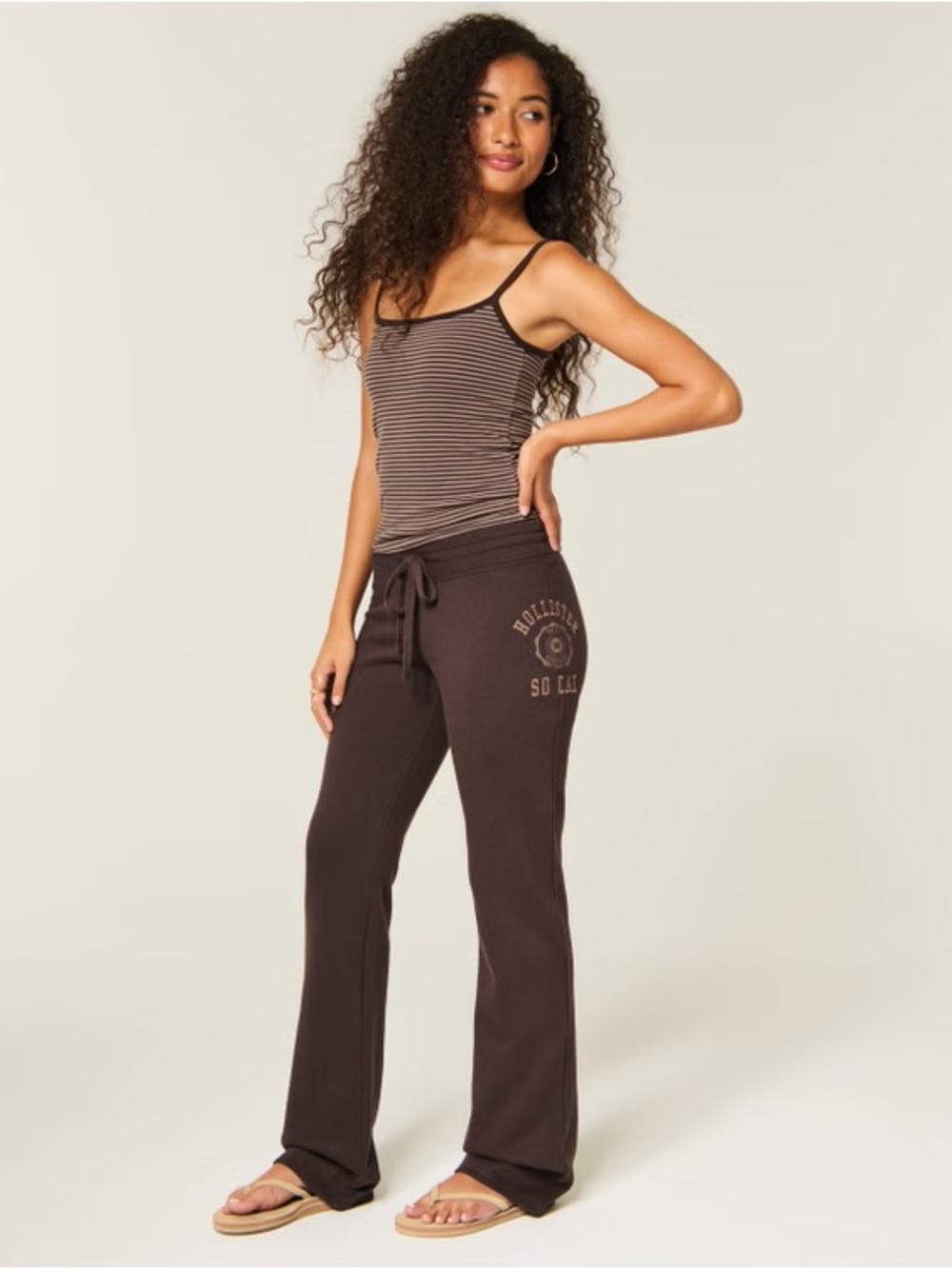 Hollister Chocolate Brown Drawstring Track Pants with Side Logo